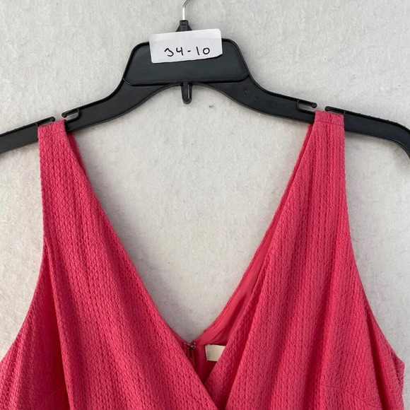 Ana Taylor Loft Dress Women's Sz 10 Pink A-Line V-Neck Textured Pleated Back Zip - Picture 8 of 8